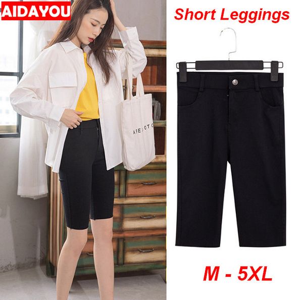 

womens short leggings cycling casual solid high waist wide waistband summer modern lady women pants trousers short ouc392, Black