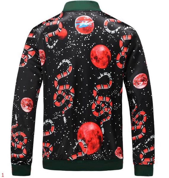 

luxury designer jackets for men streetwear with snake patterns print fashion brand jacket winter coats european style zippers sweatshirts 1, Black;brown