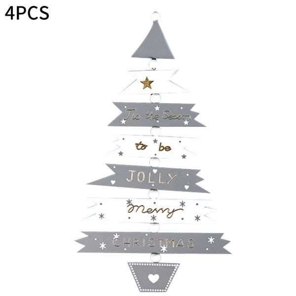 

4pcs handmade toy craft garden wooden hanging ornament pendant home christmas trees festival holiday color painting kids gift
