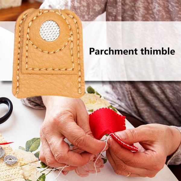 

leather finger cots cover sewing tool thimble cover protection diy wool felting thimble thumb fingertip protection gloves, Black