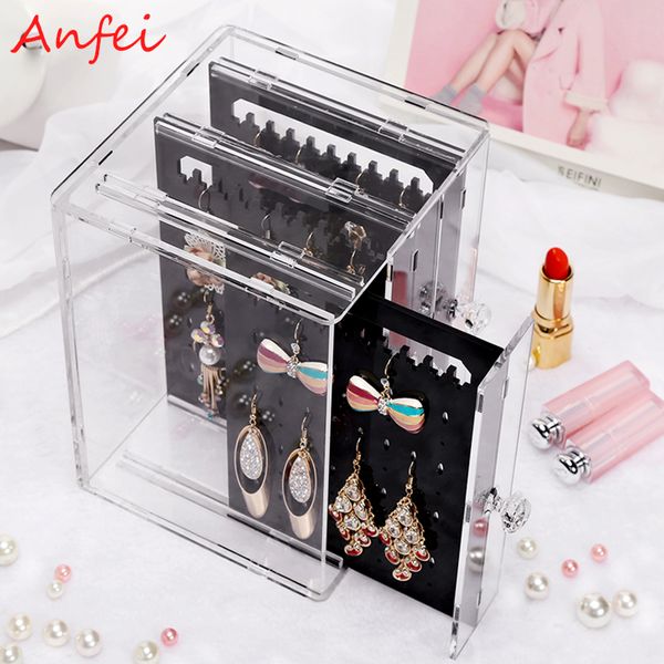 

earrings box earrings display acrylic jewelry display box organizer drawer clear rings holder jewelry organizer c220, Pink;blue