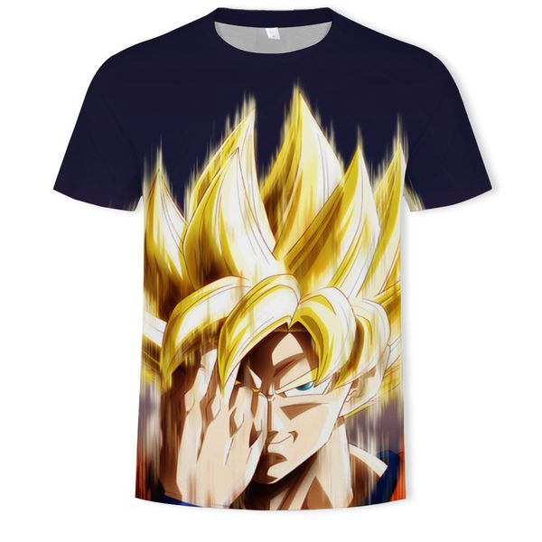 

mens designer wukong 3d dragon ball cartoon cartoon short sleeve digital printing round collar t-shirt, White;black