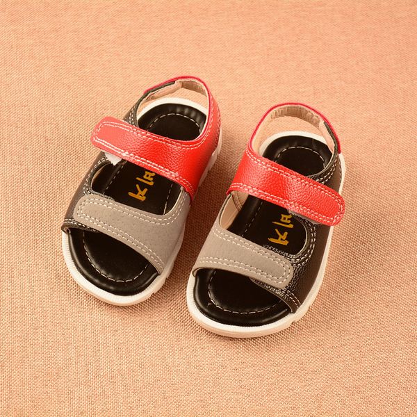 

summer baby girls boys anti-slip casual mixed color sandals, Black;red
