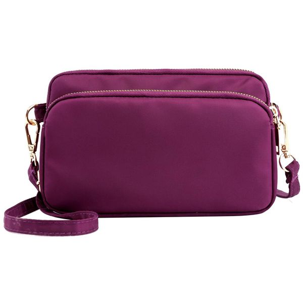

fashion women solid color waterproof zipper small clutch crossbody shoulder nylon bag