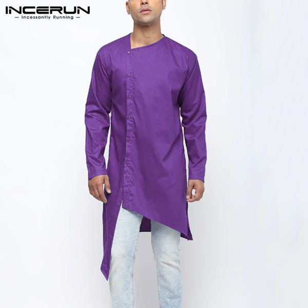 

incerun мђжин неѬегђлѬне Ѭђбаки одежда длиннм Ѭђкавом плоной ве кнопка д, White;black