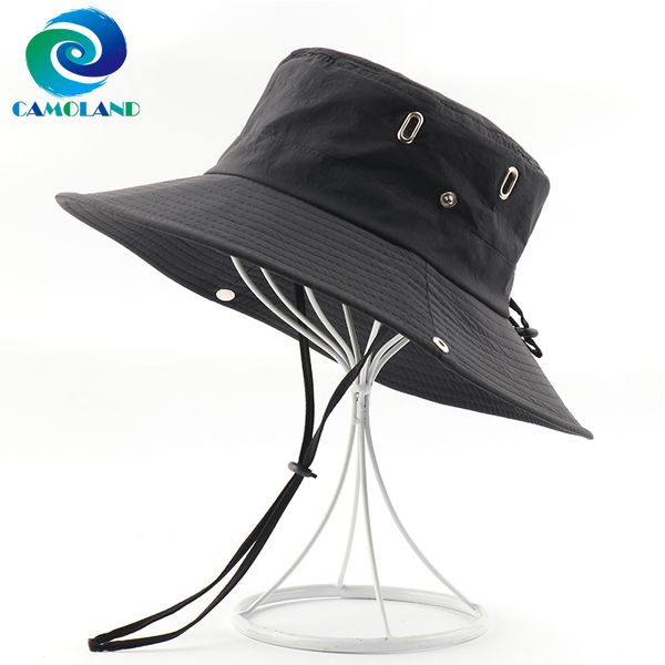 

camoland waterproof boonie hat women men breathable mesh bucket hat outdoor uv protection hiking fishing caps male sun hats, Blue;gray