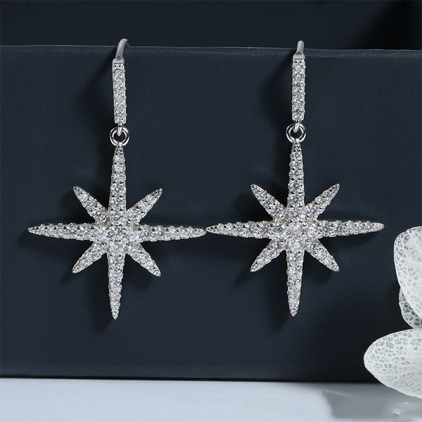 

европейский и американского люкс циркон снежинка shape design silver цветой серьга мода личность творческих дикие дамы серьги ювелирные изде, Golden