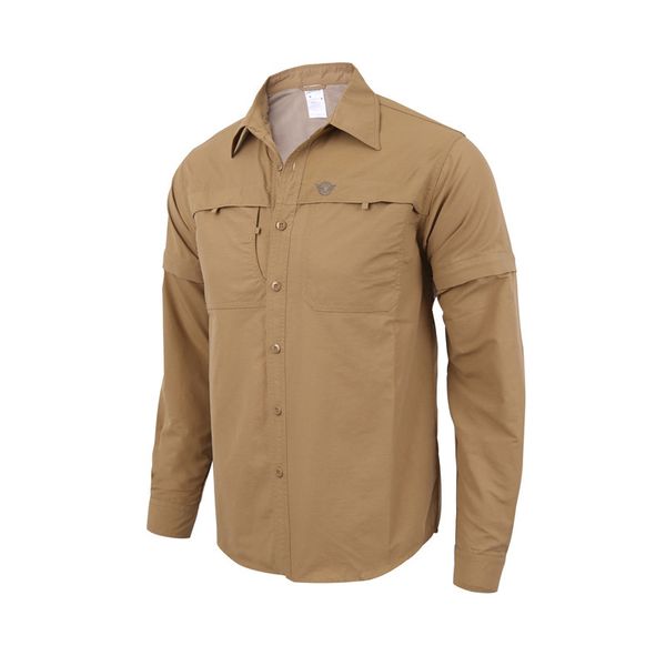 

outdoor sports quick-drying removable long sleeve shirts men fishing hunting summer breathable clothes male tactical short, Gray;blue
