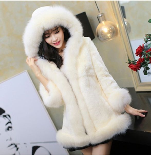 

artificial fur coat 2019 winter women's faux fur coat plush outwear fluffy fluffy hooded faux plus size aw232, Black