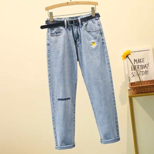 

women's jeans korean woman plus size denim harem pants ladies trousers high-waisted vintage blue pantalon negro mujer