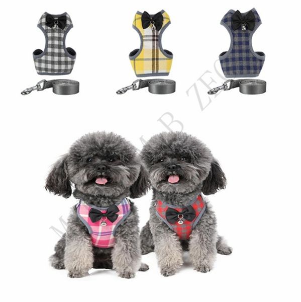 Acheter 5 Couleurs Animaux Leash Corde Pour Petit Chien Chat Chiot Avec Harnesses Classique Imprimer Teddy Schnauzer Collier Pectorale Réglable Avec