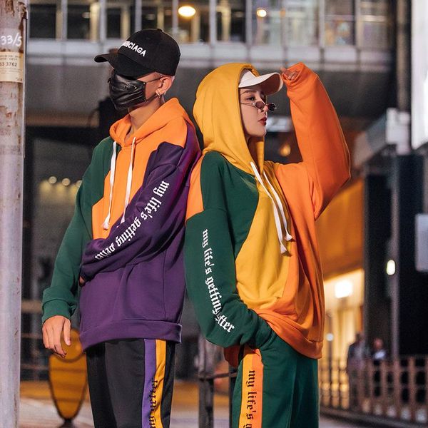 

мужской свитер с капюшоном корейская версия нового тренда young ins leisure wild loose hip-hop t-shirt lovers clothes, Black