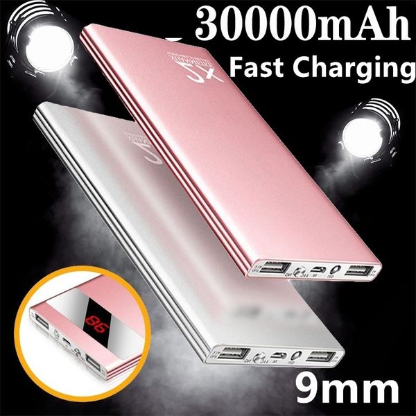 

2020 ultrathin power bank 30000mah powerbank external battery portable fast charger waterproof charger bank for all smartphone