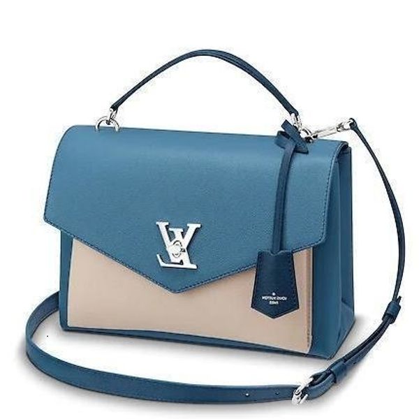 

m51415 mylockme blue real caviar lambskin le boy chain flap bag handbags shoulder messenger bags totes