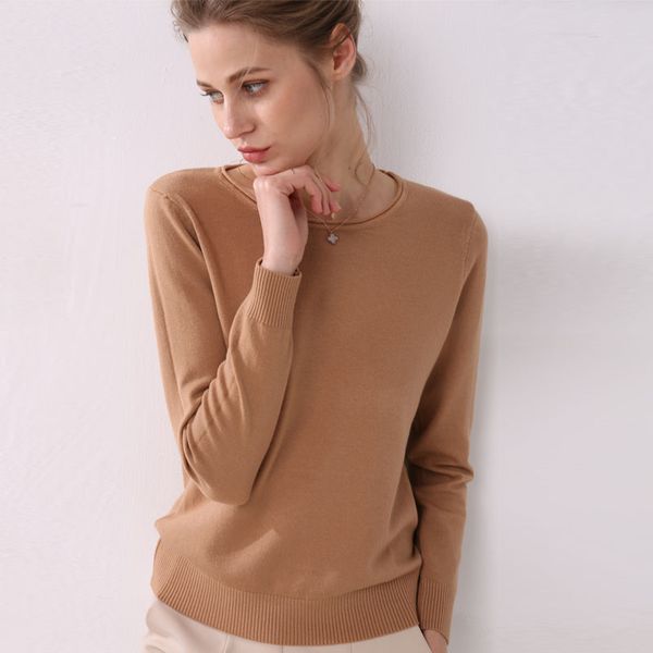 

women knitting sweater long sleeves curled o-neck collar female short casual solid fashion thin pullover, White;black
