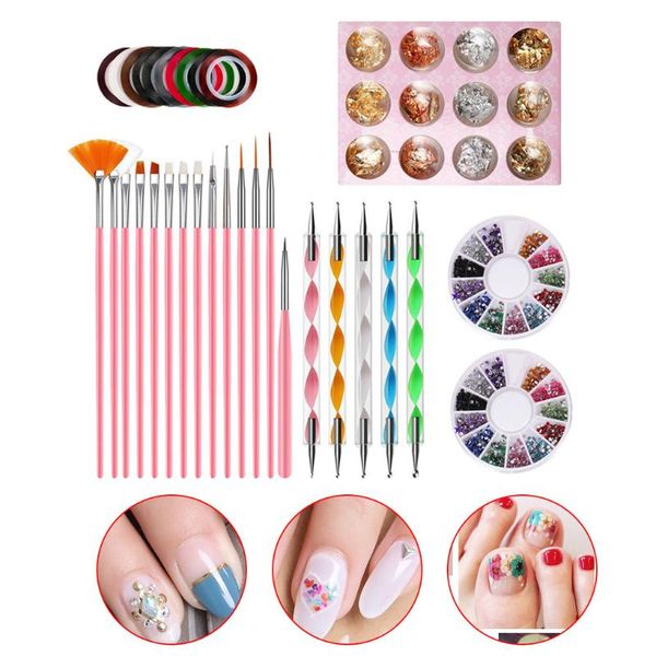

diy nail art knit beginner manicure decoration accessories set professional fingernail decor tool random color