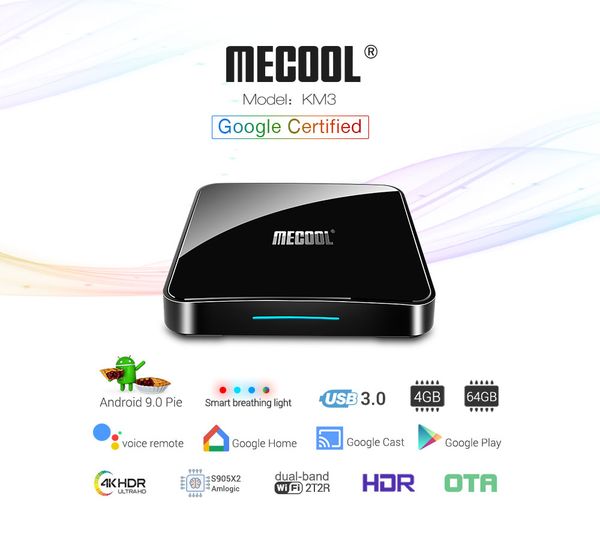 

Google certified mecool km3 atv 4g 64g 128g android 9 0 tv box amlogic 905x2 google voice input dual wifi mart tv