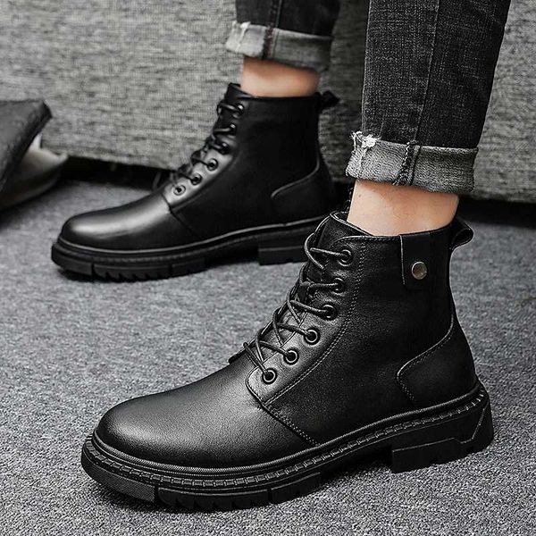 

fashion men ankle boots warm fur cotton comfortable winter shoes men boots shoes with fur motorcycle winter man snow, Black