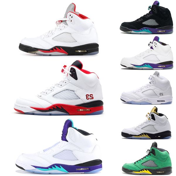 

New Fire Red 5 5s Mens Basketball Shoes Grape Black white cement Metallic Silver Space Jam oregon ducks Athletics Sneaker