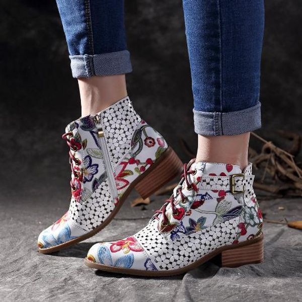 

woman boots color flower style short boots 35-43, Black