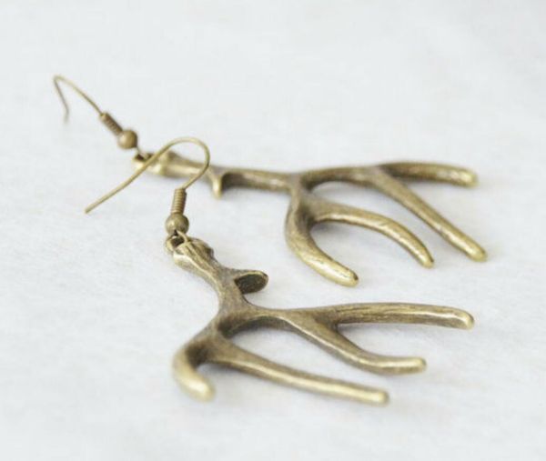 

zinc alloy ancient bronze elk deer antler charm dangle earrings fashion diy creative women jewelry designer earring friend holiday gift, Silver