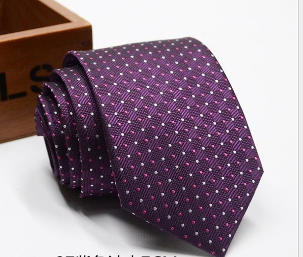 

2019 new men's tie 7c centimeter high density fine-made pure-color dot-striped tie, Blue;purple