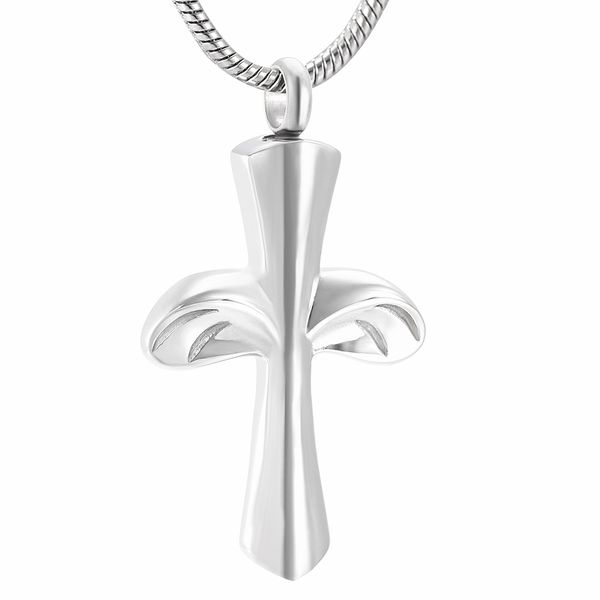 

zzl033 flying cross urn necklace for loved ones ashes keepsake memorial jewelry cremation pendant necklace for women and men, Silver