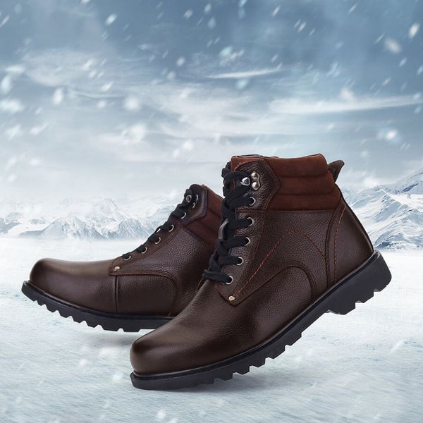 

zapatos hombre super warm winter men boots genuine leather boots men winter shoes fur for shoes %h686, Black