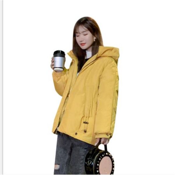 

winter women jacket short down parkas hooded female loose thick cotton-padded coat femme 2019fashion overcoat h179, Black