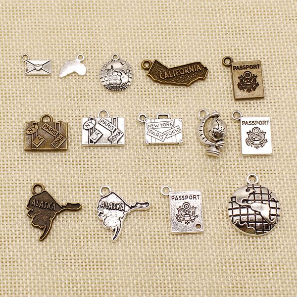 

80 pieces wholesale jewelry lots teaching globe locations trunk hj103, Bronze;silver