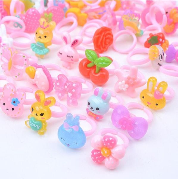 

20pcs ring for children jewelry fashion colored multicolor ring cute girls gifts lovely fruit scrub animal princess suit kinds, Golden;silver