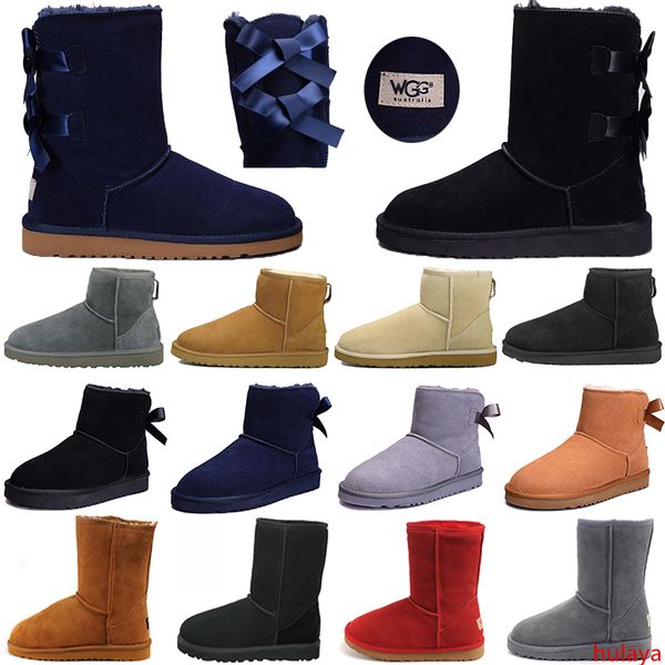 

wgg женские мини-колено бейли лук зимние сапоги лодыжки дизайнерский бренд снег пинетки короткие высокие ленты галстук-бабочка загрузки 36-4