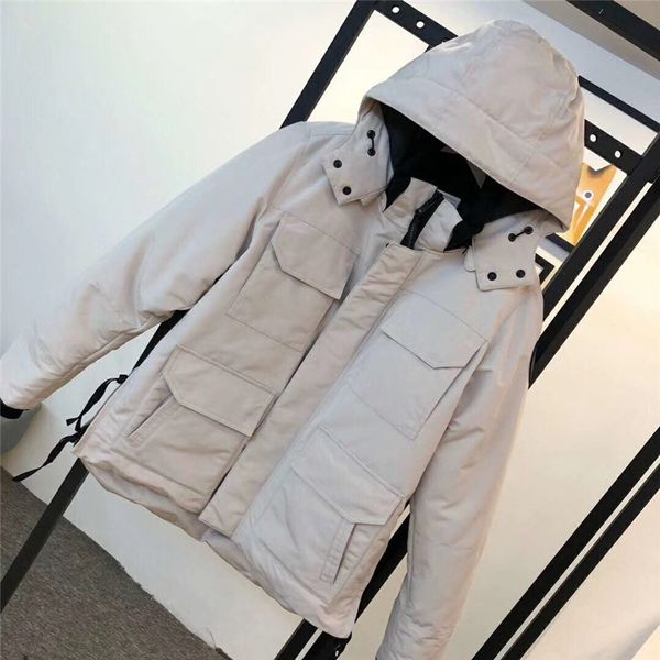 

mens parkas down jackets short style men jackets canada winter luxury windbreaker goose fashion warm winter parkas canada down jacket coat, Black