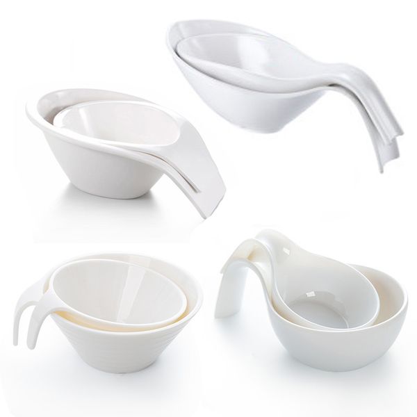 

white bowl with handle ot restaurant cafeteria chafing dish shop sauce seasoning big bowl a5 melamine tableware salad bowl