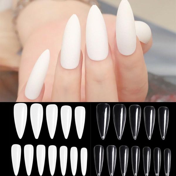 

500pcs/bag coffin nails long ballerina nail tips full cover french fake false nails abs artificial 10 sizes nature transparent, Red;gold