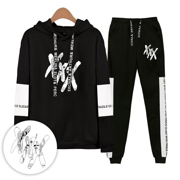 

rip xxxtentacion revenge kill hip hop hoodies and sweatpants male tracksuit two piece set mens sporting suits chandal hombre, Gray