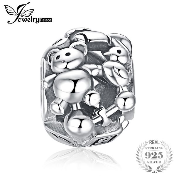 

jewelrypalace 925 sterling silver doll bear charm beads fit bracelets for your lover beautiful gift for friends selling, Blue;slivery