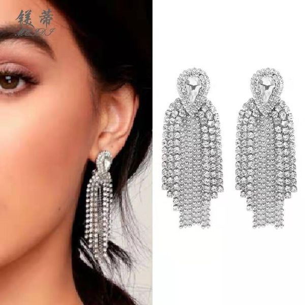 

tassels diamonds dangle earrings for women luxury silver tassel crystal claw chains chandelier earring engagement wedding jewelry gifts
