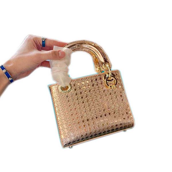 

ladies classic coin purse handbag shoulder bag mirror leather square chain reflective portable shopping bag type, three options with box ,17