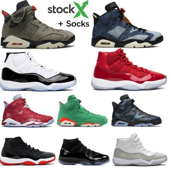 

2020 6 washed denim psg paris grey suede travis scotts men basketball shoes men 11 11s concord 45 bred tinker hatfield sneakers with