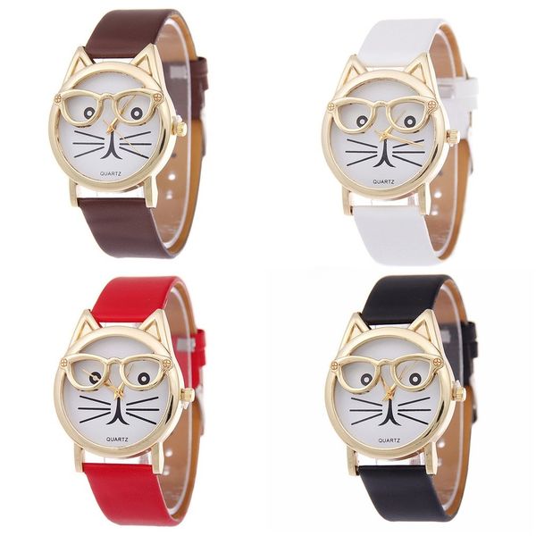 

cute cat women's quartz watches kids wristwatch gifts relogio feminino clock women ladies dress watches sports gloves, Black