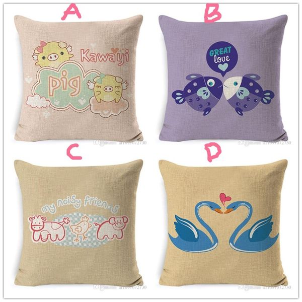 

new pillow case 4 styles 3d printing cross-stitch pillow cartoon couple swan love with pillows living room car holder pillowcase