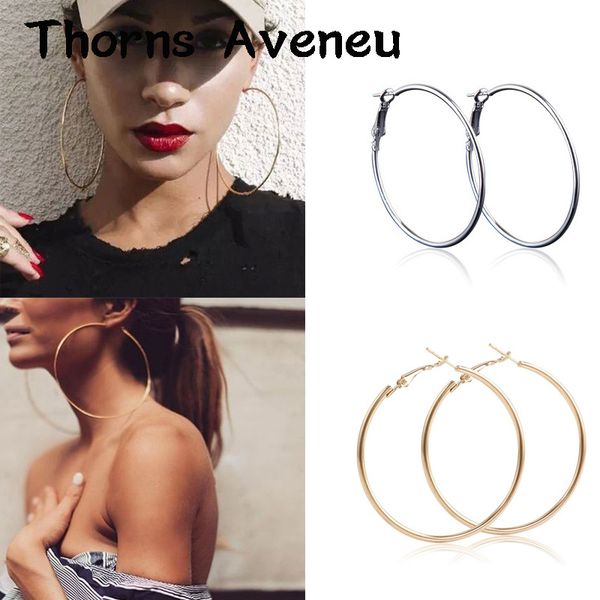 

new fashion sliver gold rose gold color big hoop earrings hoops bohemian earrings circle hoop for women party jewelry, Golden;silver