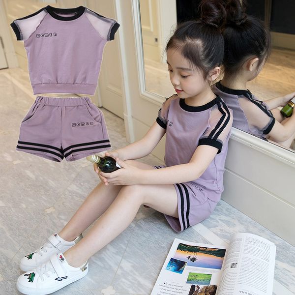 

girls set 2019 summer suit 4 new 5 children dress 6 girls 7 fashionable 8 gas 9 clothes tide child 10 years old y190518, White