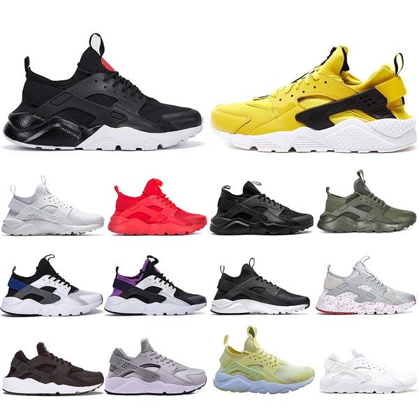 

with box huarache iv 4.0 1.0 running shoes yellow triple black white red grey fashion huaraches women mens trainers sports sneakers