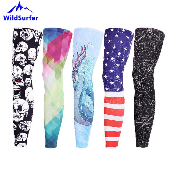 

wildsurfer cycling legwarmers mens basketball legging women running sun protect sleeve leg cover perneras ciclismo hombre fs58, Black