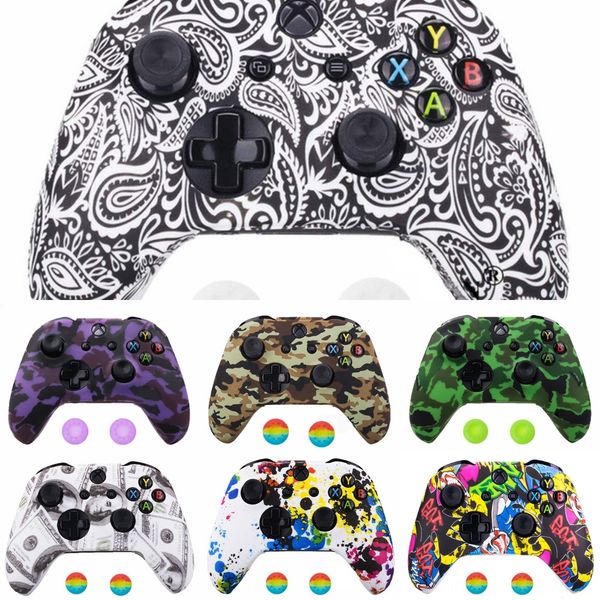 

fzghj new for xone soft silicone flexible camouflage rubber grip case cover one xbox for slim controller skin cover