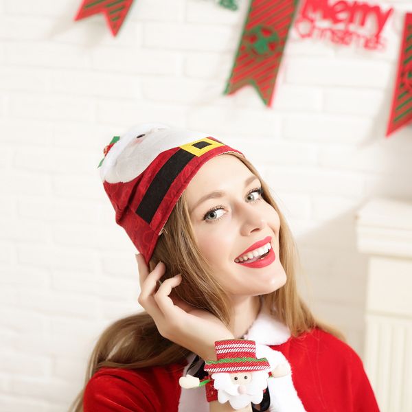 

1pc new christmas hat luminous red star santa cotton hat for girl women christmas gifts home decorations b1