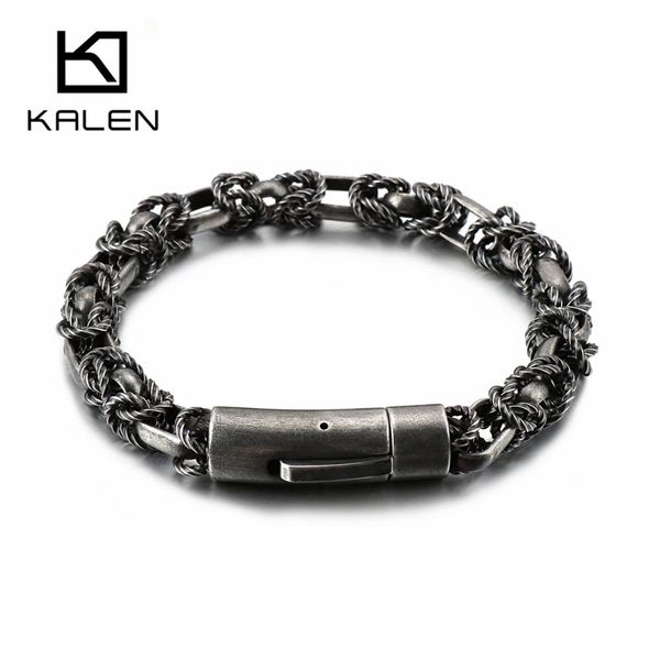 

retro stainless steel 22cm twisted chain bracelet for men metal black 10mm width linking chain bracelet jewelry accessory, Golden;silver