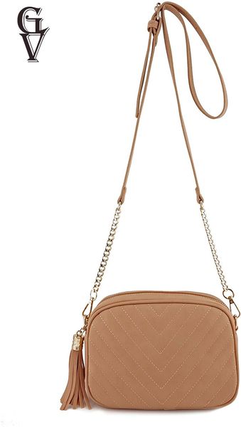 

fashionable original simple shoulder messenger bag with metal chain shoulder strap and tassel zipper